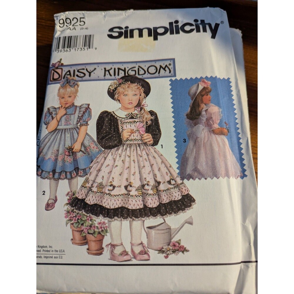 Uncut Vtg Simplicity Daisy Kingdom Child Dress And Pinafore Sz 2-4
